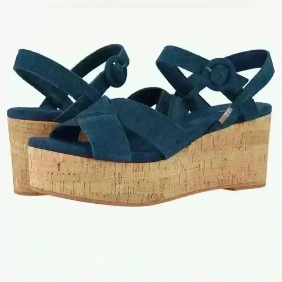 TOMS Majolica wedge sandals 9W never worn - Picture 2 of 8